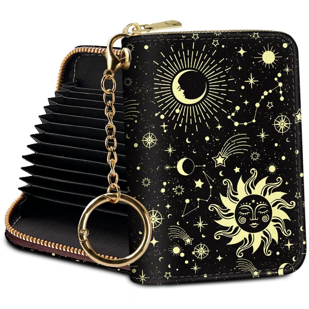 6541 Credit Card Holder RFID Wallet, Astrological Sun Moon Small Card